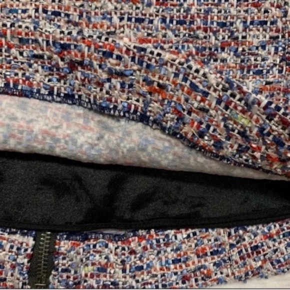 PARKER high waist tweed mini skirt satin lining softie Barbiecore Size L - Picture 5 of 8